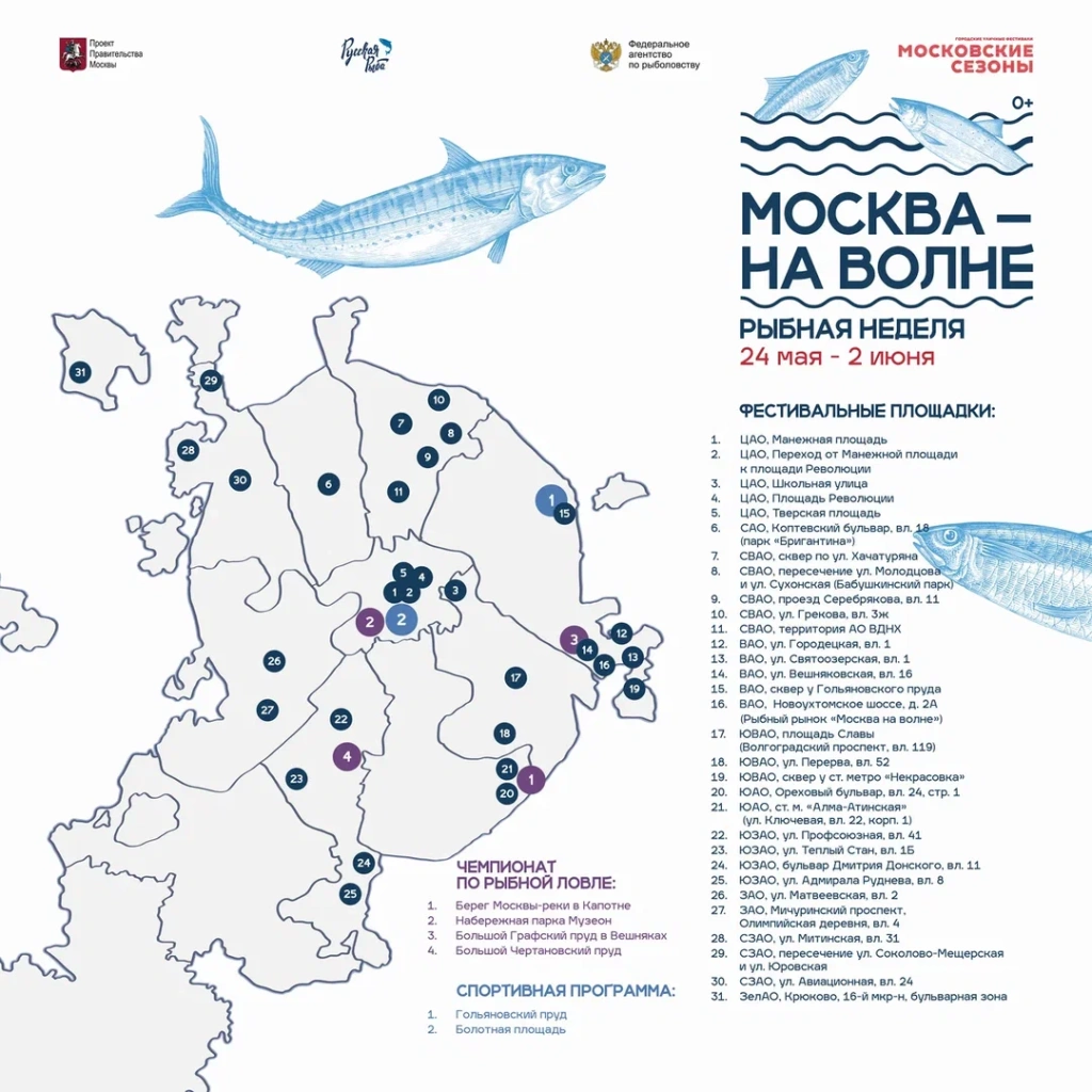 Карта-схема Фестиваля «Москва – на волне. Рыбная неделя»